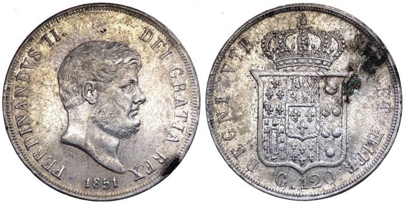 Regno due Sicilie - Napoli - Ferdinando II (1830-1859) Piastra da 120 grana 1851...