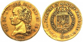 Vittorio Emanuele I (1802-1821) Marengo o 20 Lire 1820 Torino - Mont. 21 - R (RARO) - Au

BB