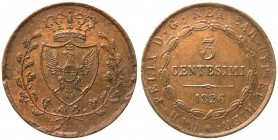 Carlo Felice (1821-1831) 3 centesimi 1826 - Torino - Pagani 129 - Cu

qSPL