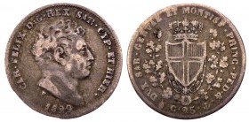 Carlo Felice (1821-1831) 25 Centesimi 1829 Genova - RARA - Ag

BB
