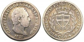 Carlo Felice (1821-1831) 50 Centesimi 1829 Torino - Pagani 119 - Ag

BB+