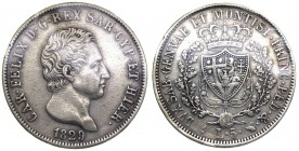Carlo Felice (1821-1831) 5 lire 1829 Torino - Gig. 50 - Ag - Periziata Grimoldi

MB/BB
