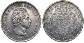 Carlo Felice (1821-1831) 5 lire 1829 - Genova - Gig. 49 - Ag

BB
