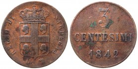 Carlo Alberto (1831-1849) 3 Centesimi 1842 - Torino - Gig. 159 - Cu

qBB