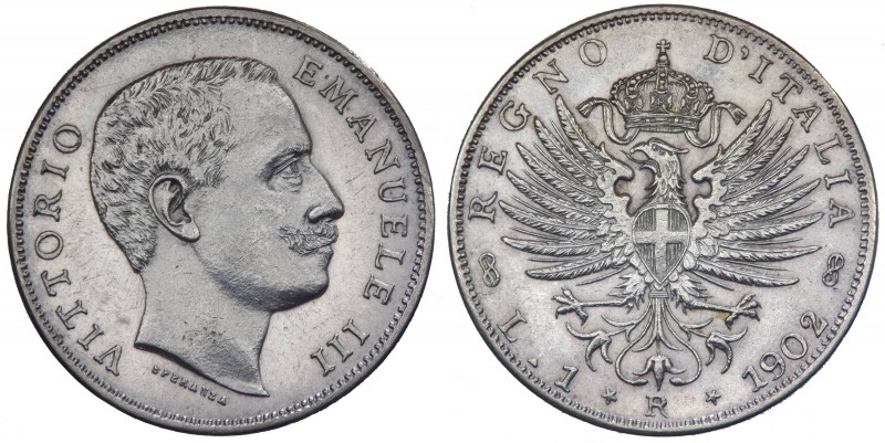 Vittorio Emanuele III (1900-1943) 1 Lira "Aquila Sabauda" 1902 - Ag

qFDC