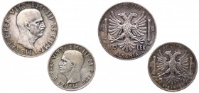 Albania Italiana - Lotto n.2 pezzi: Vittorio Emanuele III (1939-1943) 5 Lek 1939 + 10 Lek 1939 - Ag 

n.a.