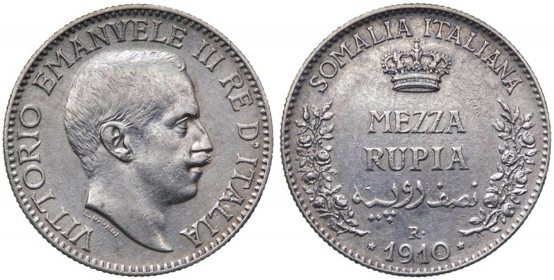 Somalia Italiana - Vittorio Emanuele III (1909-1925) Mezza Rupia 1910 - Pagani 9...