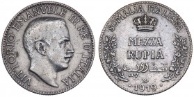 Somalia Italiana - Vittorio Emanuele III (1909-1925) Mezza Rupia 1919 - Non comune - Ag

BB+