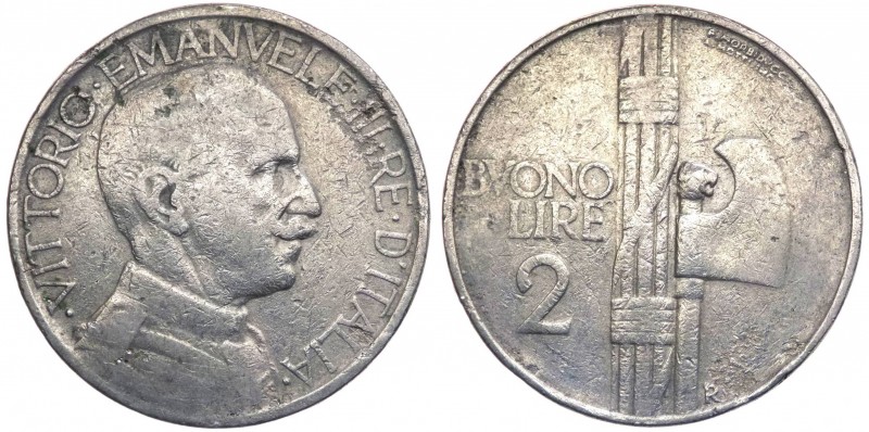 Vittorio Emanuele III (1900-1943) Buono da 2 Lire - Senza data - Errore di conio...