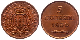 Vecchia Monetazione (1864-1938) 5 Centesimi 1936 - Gig 41 - RAME ROSSO - Cu

FDC