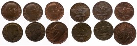Lotto 6 Monete: n.5pz 5 Centesimi Impero 1936-1938-1939-1941-1942 - n.1pz 10 Centesimi Impero 1939 - Alta conservazione - Rame Rosso 

FDC