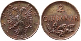 Albania - Zogu I (1926-1939) 2 Qindar 1935 - Roma - KM 15 - Cu

SPL