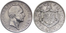 Albania - Zogu I (1926-1939) 1 franga 1937 - Roma - KM 16 - Ag 

SPL