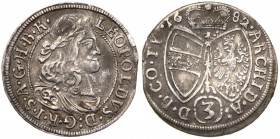 Austria - Lepoldo I d'Asburgo (1658 - 1705) Grosso da 3 kreutzer 1682 - Hall - Ag gr. 1,30 

SPL
