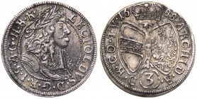 Austria - Lepoldo I d'Asburgo (1658 - 1705) Grosso da 3 kreutzer 1688 - Hall - Herinek 1432 - Ag gr. 1,32 

SPL/qFDC
