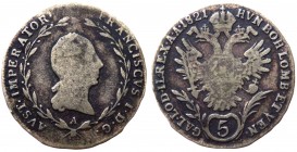 Austria - Francesco I (1768-1835) 5 Kreuzer 1821 A - Ag gr.2 

MB+