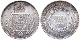 Brasile - Pietro II (1831-1889) 1000 Reis 1865 - Ag 

SPL