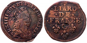 Francia - Liard de France 1657 "C" - Cu gr.2,72 

qBB
