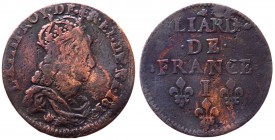 Francia - Liard de France 1657 "I" - Cu gr.3,90 

qBB