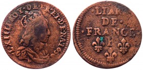 Francia - Liard de France 1658 "E" - Cu gr.3,97 

qBB