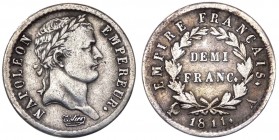 Francia - Napoleone Imperatore (1804-1814) 1/2 Francs 1811 A - Ag gr.2,45 

BB++
