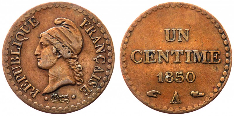 Francia - Seconda Repubblica Francese (1848-1852) 1 Centime 1850 A - Cu gr.2 
...