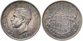 Inghilterra - Canada - Giorgio VI (1936-1952) 50 cent 1946 - R (RARO) con variante nel 6 della data - KM34 - Ag

SPL