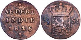 Colonie Olandesi - Indie Orientale - Periodo Sumatra (1814-1841) - 1/2 Stuiver 1826 - KM#285 - Cu

qBB