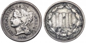 Stati Uniti d'America - 3 Cents 1870 gr.2,10 

SPL