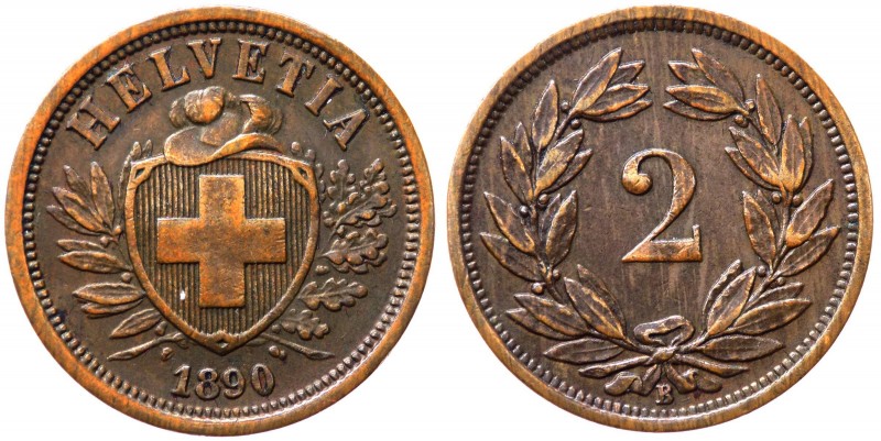 Svizzera - 2 Rappen - 1890 - Berna - KM 4.1 - Cu

BB