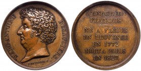Francia - Medaglia coniata per commemorare la morte di Marc-Antonine Desaugiers 1772-1827 -Ae Gr.37,68 Ø mm42 

n.a.