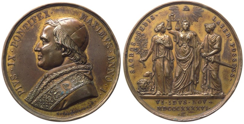 Pio IX (1846-1878) Medaglia annuale emessa il 8/11/1846 Anno I per il Possesso d...