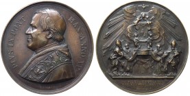 Pio IX (1846-1878) Medaglia annuale emessa il 29/06/1879 Anno XV che ricorda i fondamenti della religione cattolica - Bartolotti E 860 - AE gr. 34,7 Ø...
