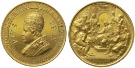 Pio IX (1846-1878) Medaglia straordinaria anno XXIV "Concilio Ecumenico" - 1869 - AE dorato gr. 39,2 Ø mm 42,93 

FDC