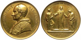 Leone XIII (1878-1903) Medaglia anno III Impulso a Meditare S.Tommaso - Ae Dorata - RARA - Bart. E880 Gr.38,63 Ø mm44 

n.a.