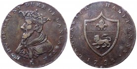 Gettone Token - John Westwood Halfpenny-token del tipo di John of Gaunt 1791 - Cu

BB