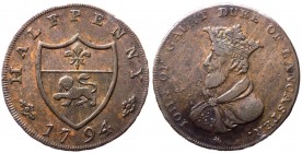 Gettone Token - John Westwood Halfpenny-token del tipo di John of Gaunt 1794 - Cu

qBB