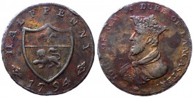 Gettone Token - John Westwood Halfpenny-token del tipo di John of Gaunt 1794 - Cu

BB