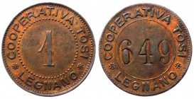 Gettone da 1 centesimo della Cooperativa Tosi di Legnano - Cu

BB