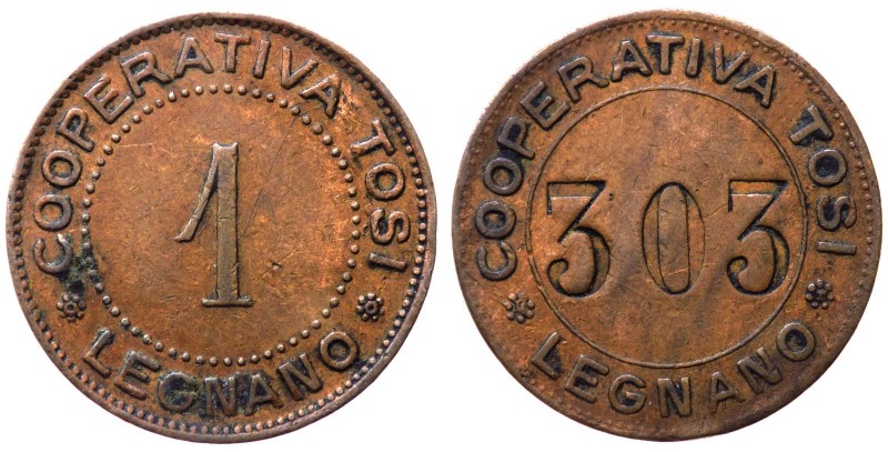 Gettone da 1 centesimo della Cooperativa Tosi di Legnano - Cu

SPL