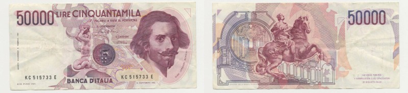 Biglietti di Banca "Rep.Italiana" 50000 Lire "Bernini" del 1°Tipo - 1986 - Ciamp...