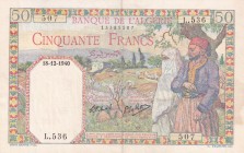 Algeria, 50 Francs, 1940, AUNC, p84
Serial Number: L.536 507
Estimate: 50-100