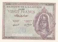 Algeria, 20 Francs, 1945, UNC, p92b
Serial Number: G.1675 666
Estimate: 50-10