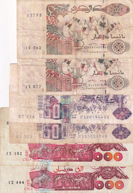 Algeria, 200-200-500-500-1.000-1.000 Dinars, 1992/1998, FINE, p138; p141; p142, ...