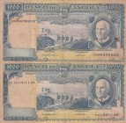 Angola, 1.000 Escudos, 1962, FINE, p96, (Total 2 banknotes)
Serial Number: 1xZx001149, 10DPB478205
Estimate: 20-40