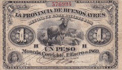Argentina, 1 Peso, 1869, VF, pS481
Serial Number: 576994
Estimate: 60-120