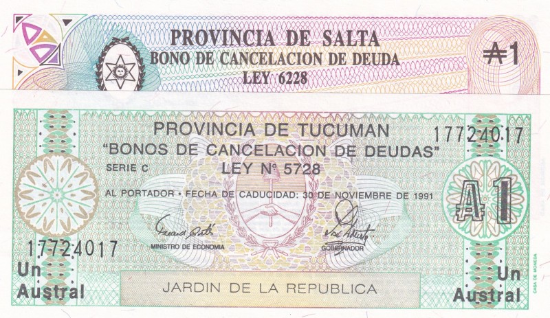 Argentina, 1 Austral, 1987/1991, UNC, pS2612; pS2711, (Total 2 banknotes)
Estim...