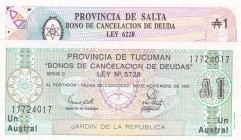 Argentina, 1 Austral, 1987/1991, UNC, pS2612; pS2711, (Total 2 banknotes)
Estimate: 10-20