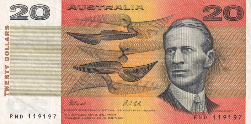 Australia, 20 Dollars, 1991, VF, p46h
Serial Number: RND 119197
Estimate: 20-4...