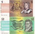 Australia, 1-2 Dollars, (Total 2 banknotes)
1 Dollar, 1983, p42d, VF; 2 Dollars, 1985, p43e, UNC
Serial Number: DLQ 336195, LHG 695042
Estimate: 15...